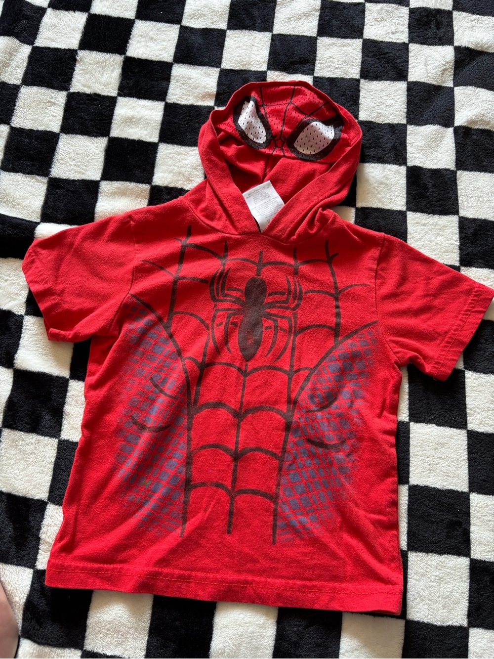 2T spider man hooded tshirt